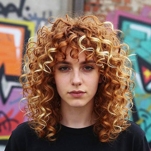 Vibrant Curly Hair Urban Portrait