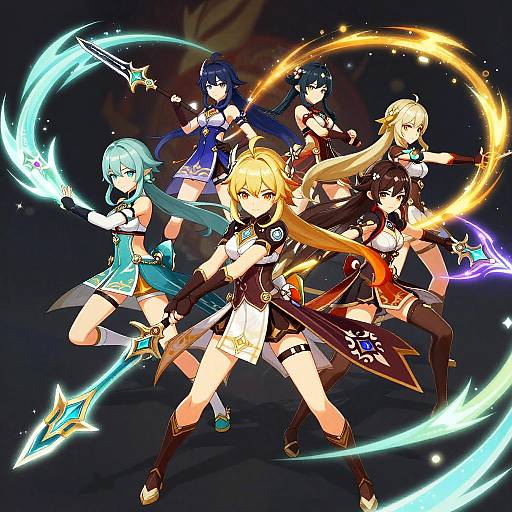 Genshin Girls in Dynamic Battle