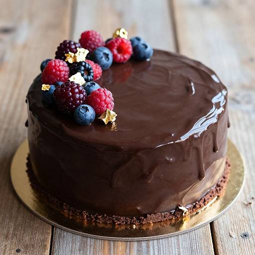 Intricate Chocolate Cake with Berries