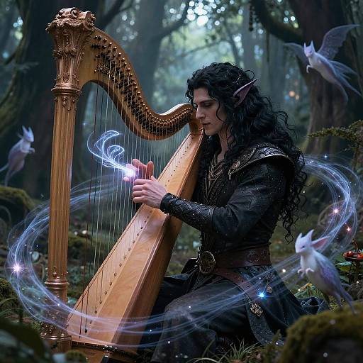 Dark Elf Bard in Enchanted Forest