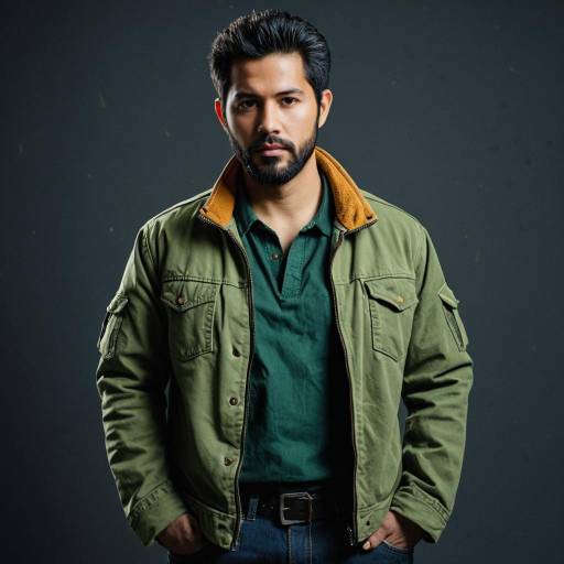 Man in Olive Green Jacket and Dark Jeans