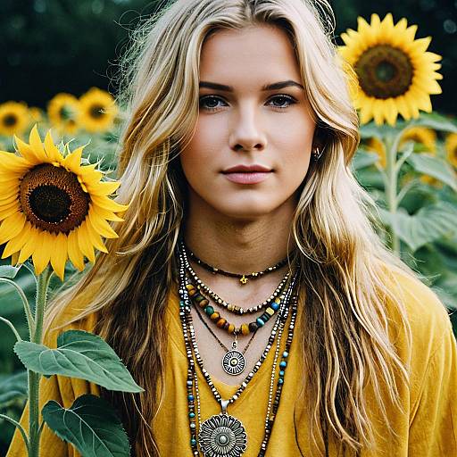 Hippie Boy with Sunflower Jewelry