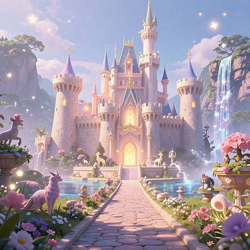 Mystical Fantasy Castle with Fairy Lights