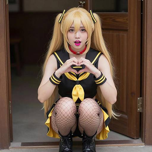 Blonde Cosplayer in Sailor Outfit