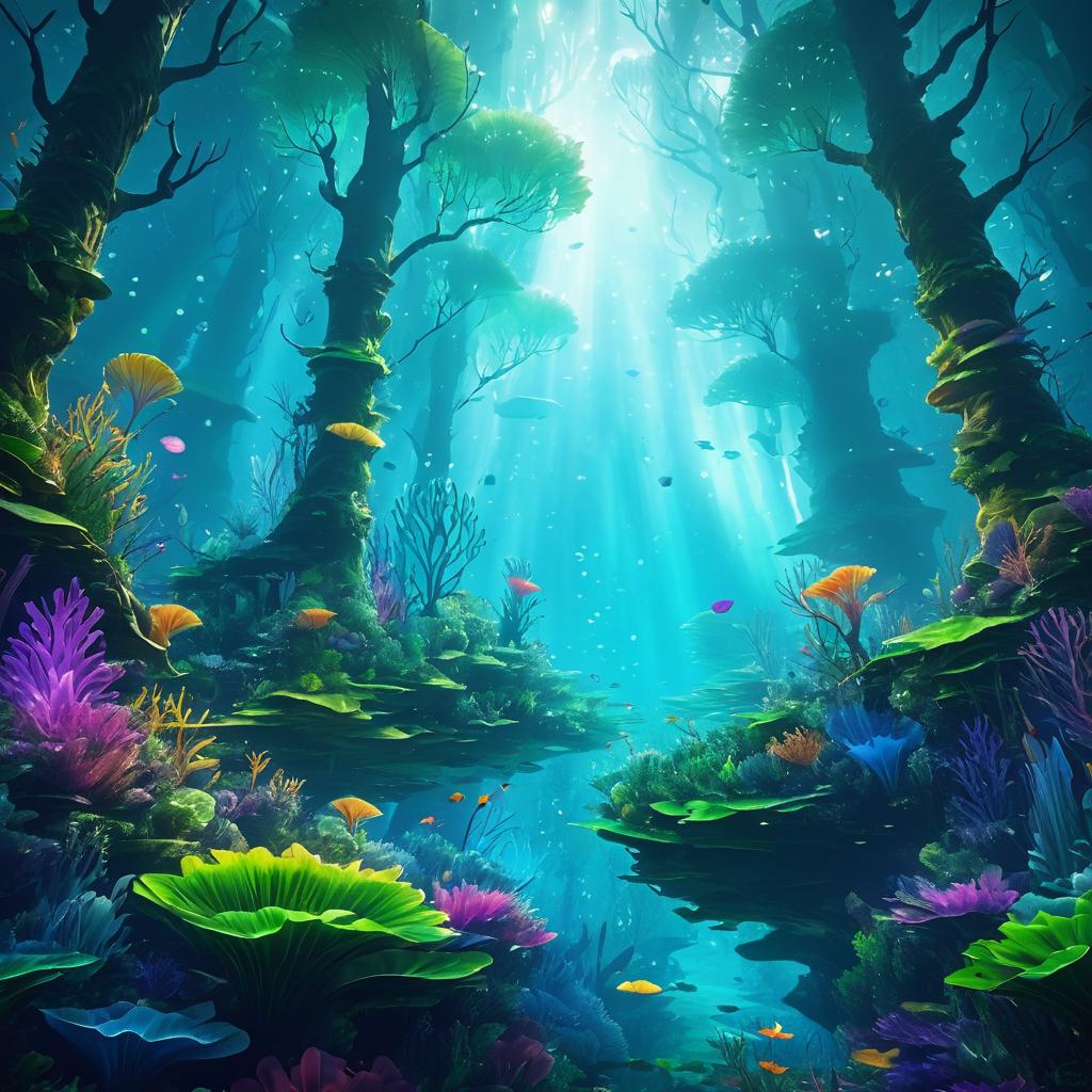 Magical Underwater Forest Illustration