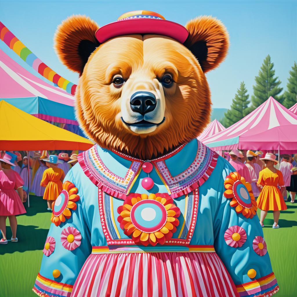 Festival Bear in Vibrant Lowbrow Art Style