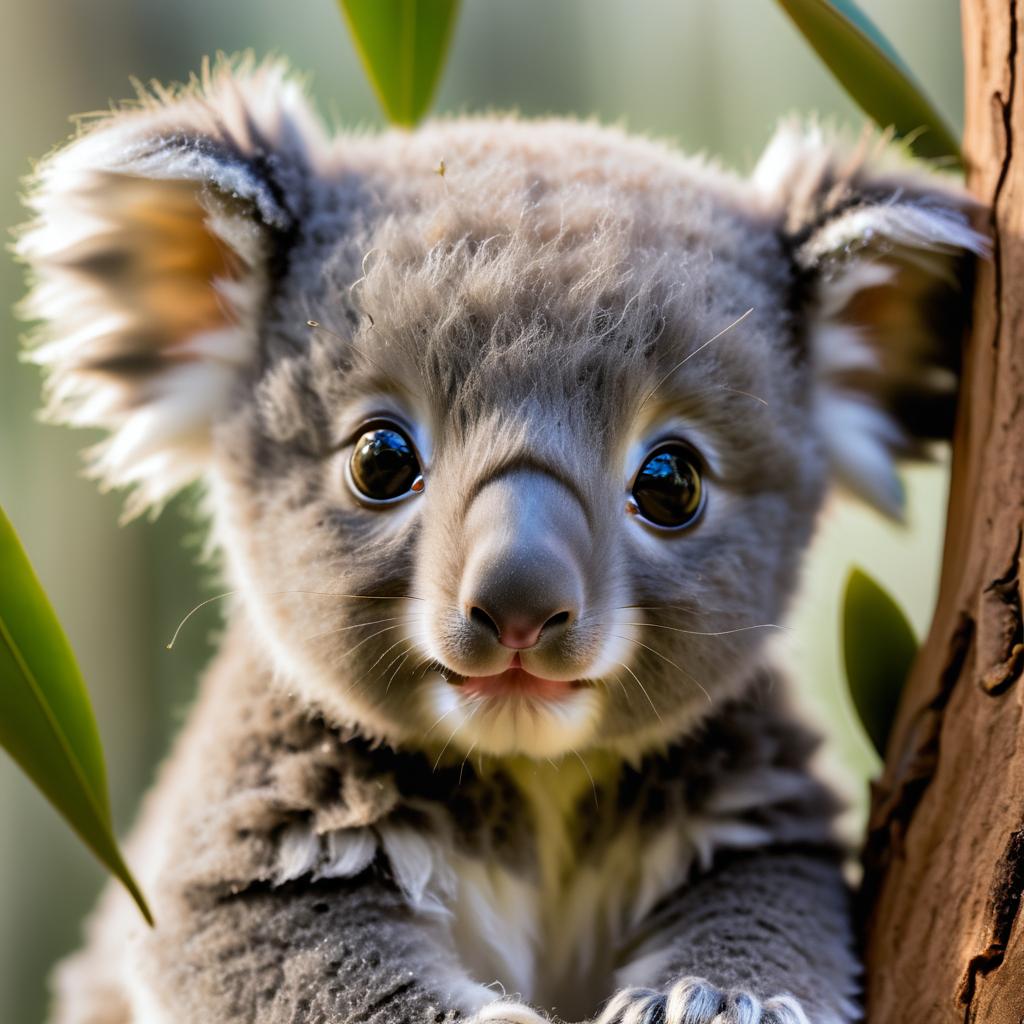 Close-Up of Adorable Baby Koala Joey