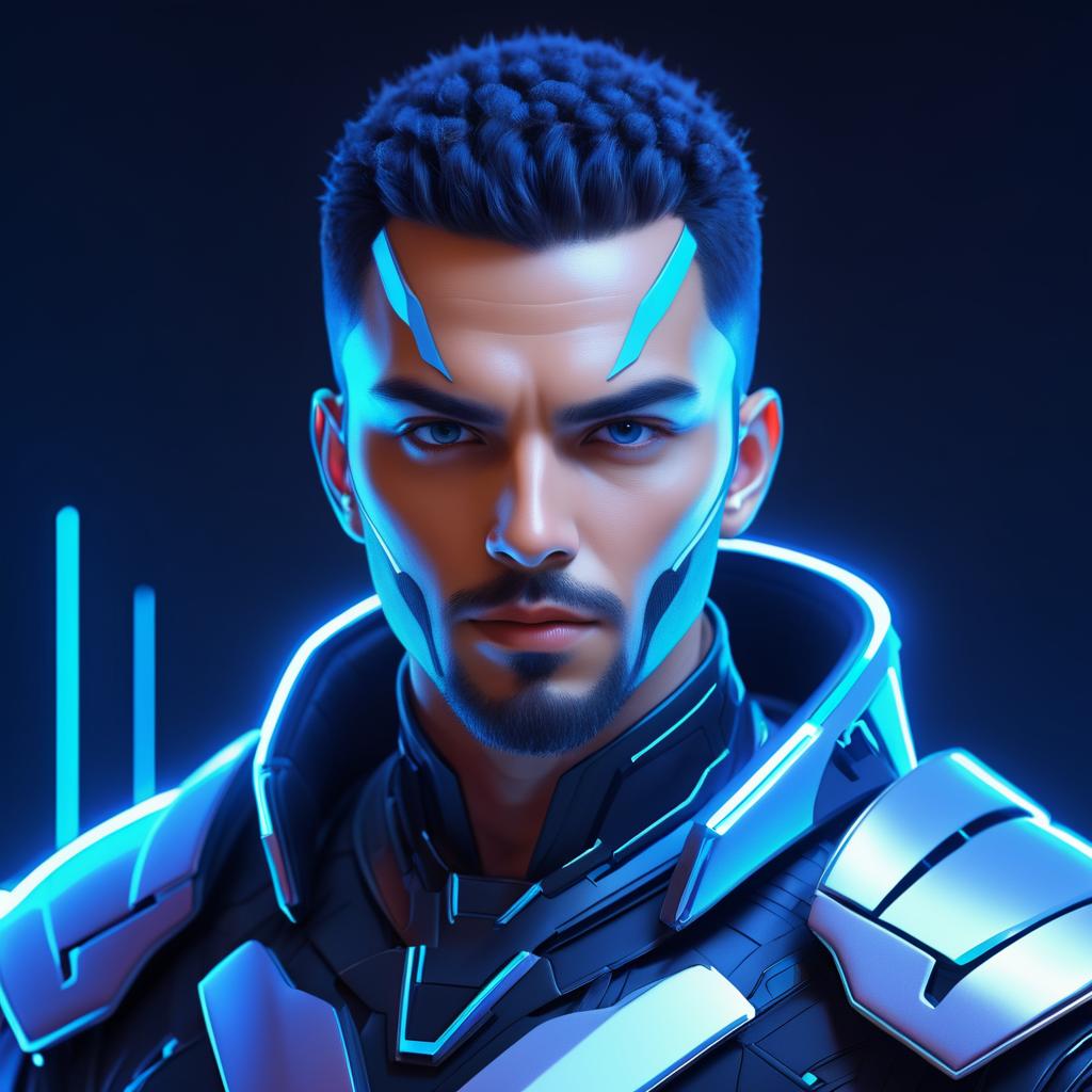 Futuristic Cybernetic Warrior Portrait