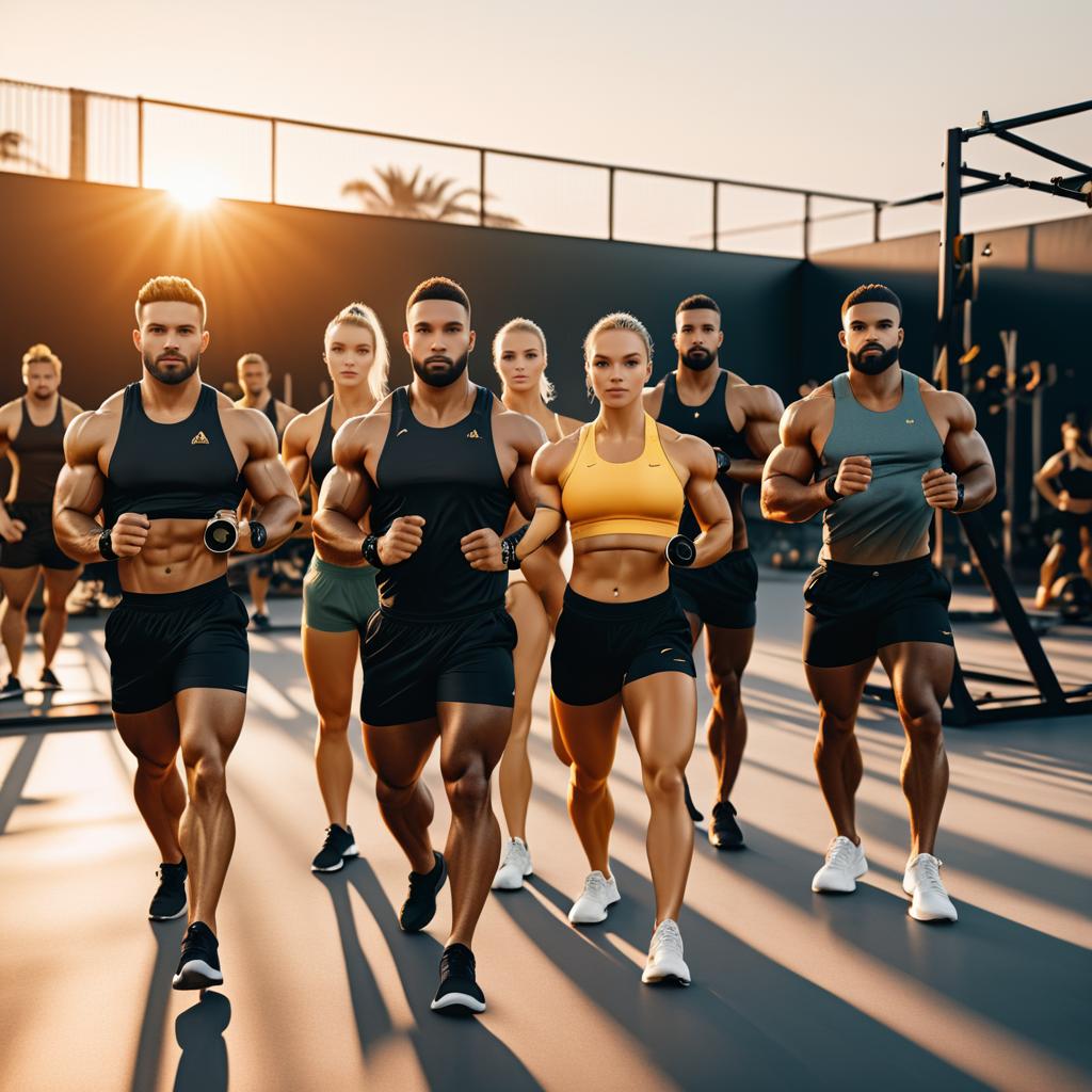 Athletes Training in Golden Hour Glow