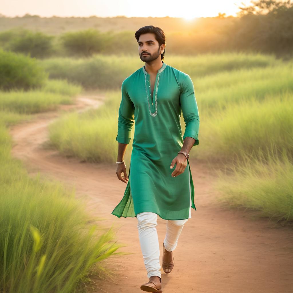 Elegant Indian Man on Twilight Trail