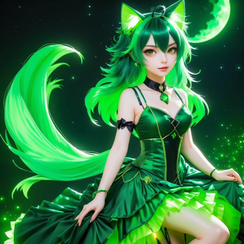 Enchanting Cat Girl with Glowing Features