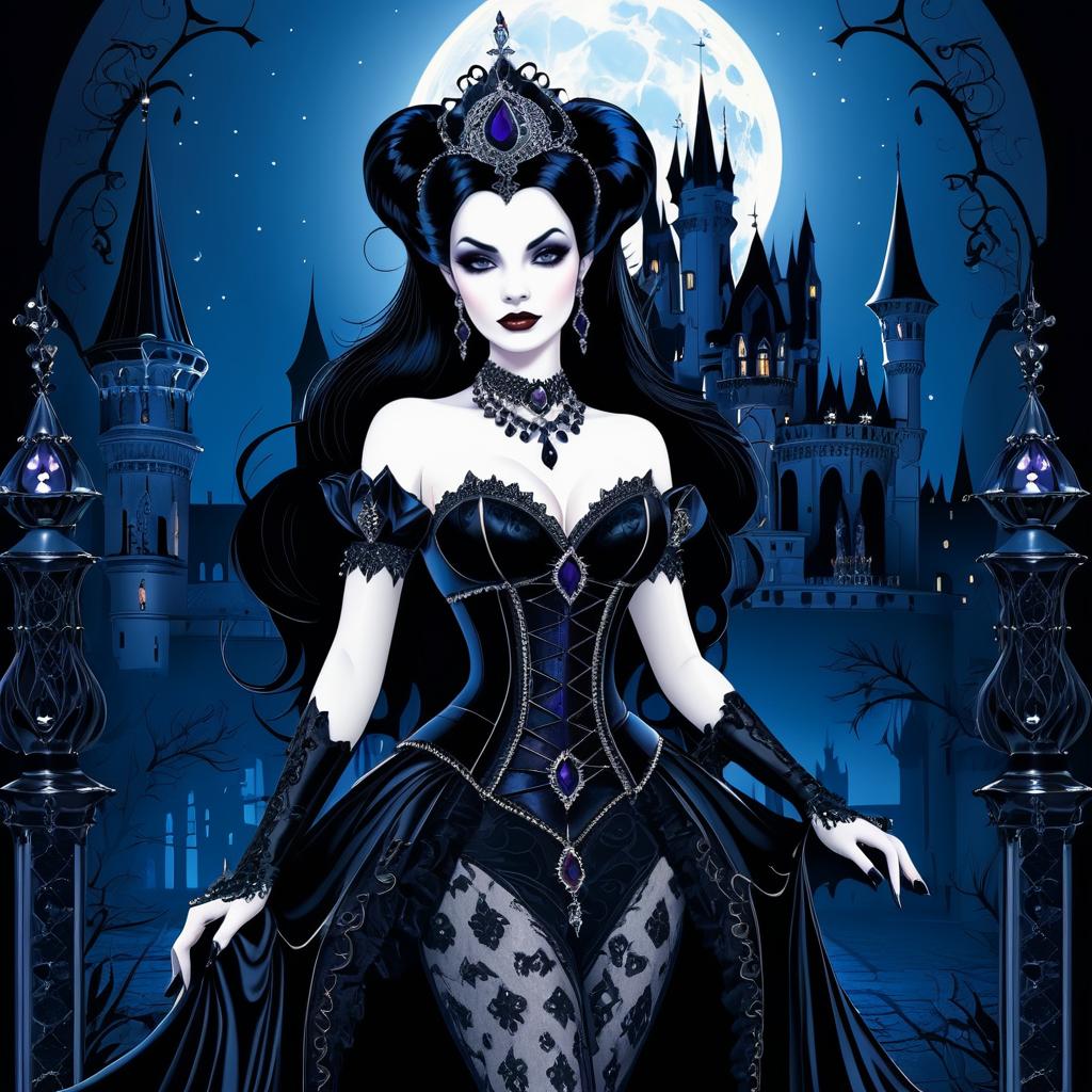 Gothic Vampire Queen Pinup Illustration