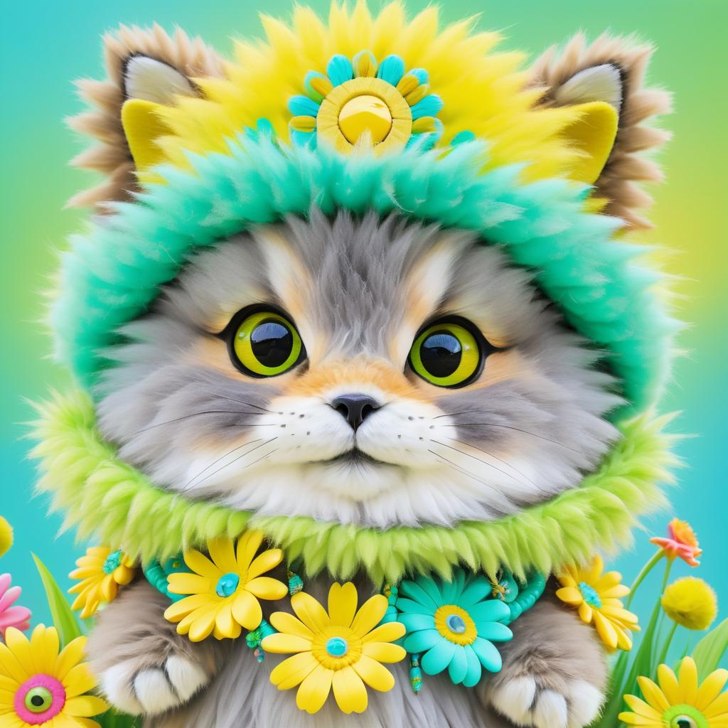 Adorable Fluffy Creature in Bright Colors