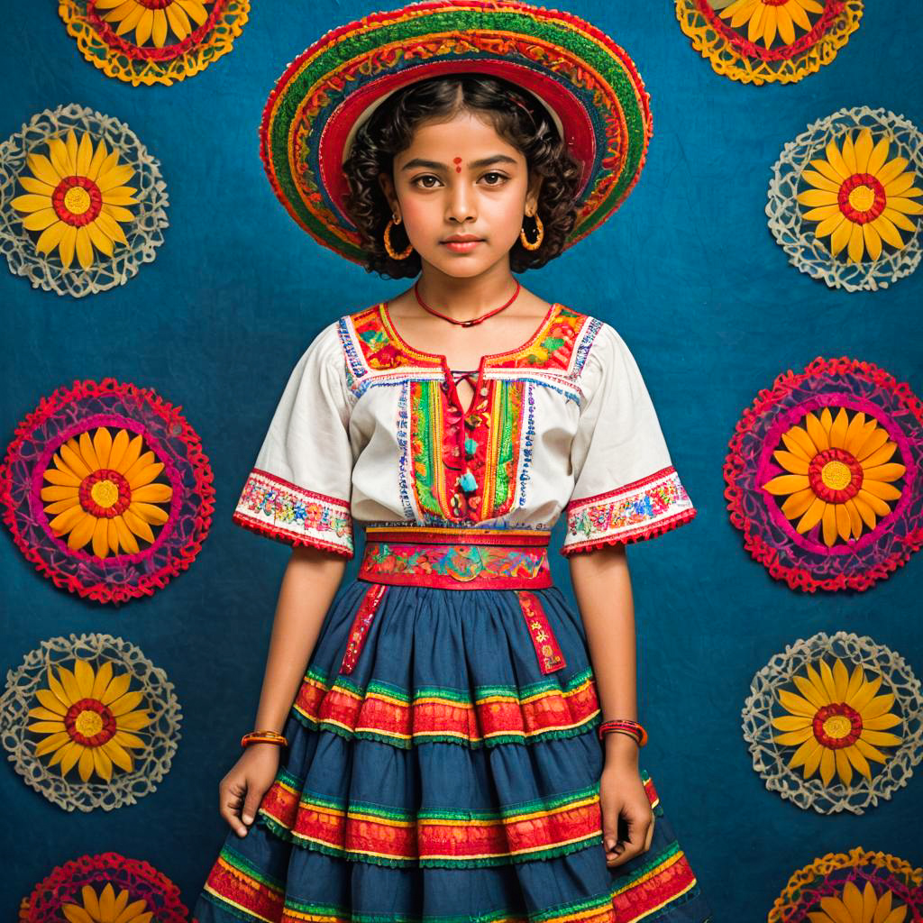 Vibrant Mexican Girl in Traditional Attire