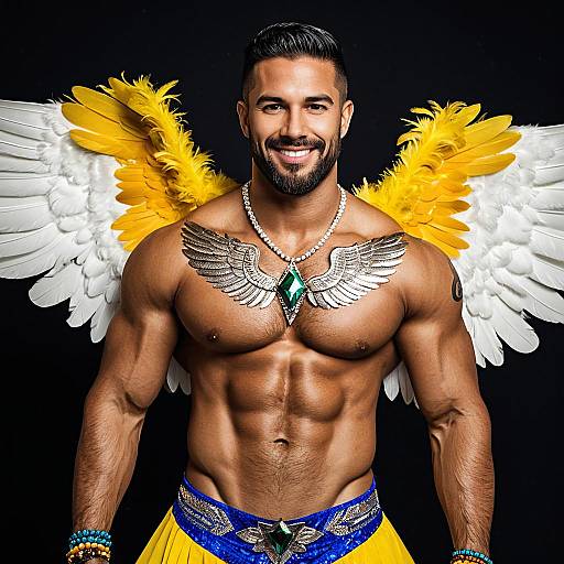 Muscular Male in Brazilian Samba Attire
