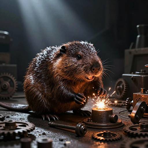 Noir Anthropomorphic Beaver Engineer