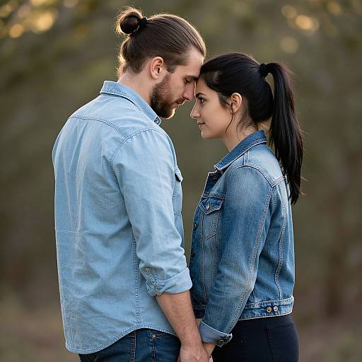 Romantic Couple in Denim Embrace