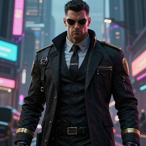 Ultra-Realistic Cyberpunk Agent in Suit