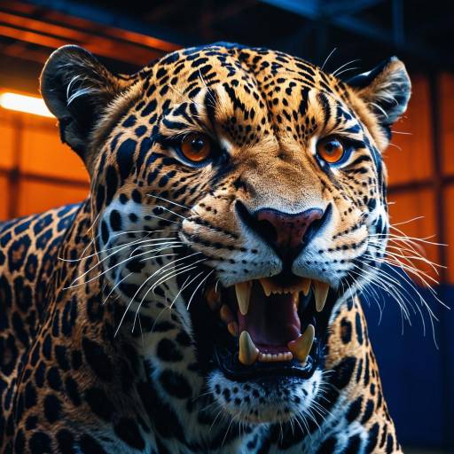 Snarling Male Jaguar Close-Up
