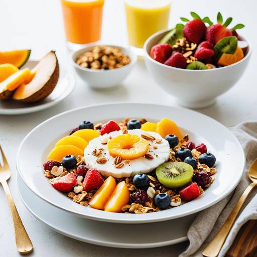 Vibrant Breakfast Spread in Golden Hour
