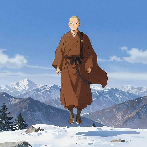 Anime Wandering Monk Levitating