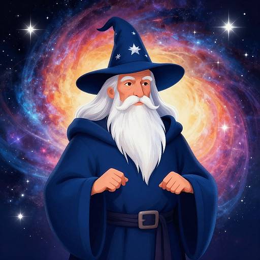 Elderly Wizard in Cosmic Robe