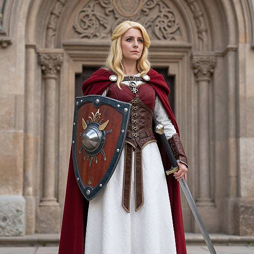 Blonde Woman in Medieval Armor