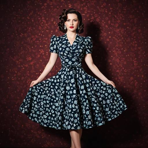 Vintage 1940s Woman in Floral Dress