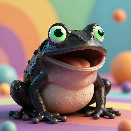Stylized Black Frog Meme Cartoon