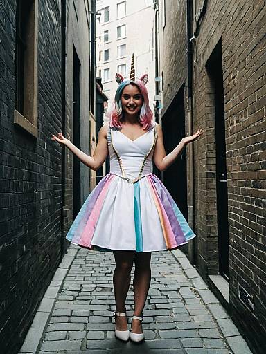 Woman in Adult Unicorn Costume