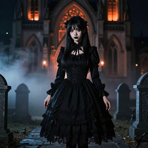 Gothic Lolita Portrait in Graveyard