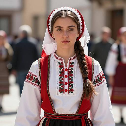 Young Woman in Traditional Eastern European Costume