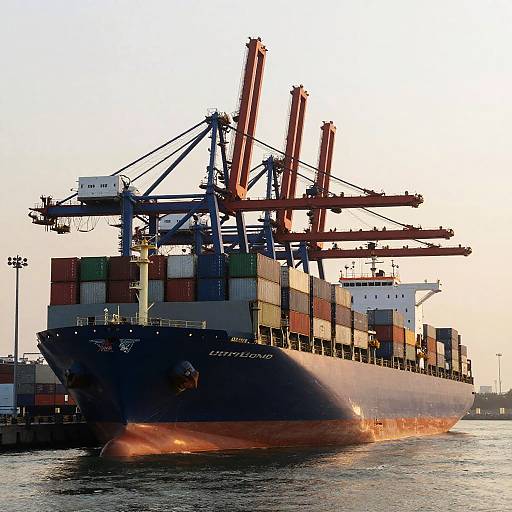 Dawn Harbor with Massive Container Ships