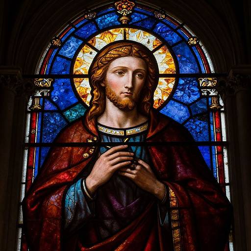 Mystical Saint Portrait with Stained Glass