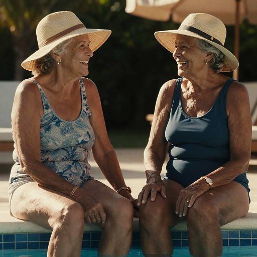 Elderly Caribbean Couple Relaxing by the Pool