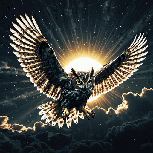 Cybernetic Owl Flying at Night