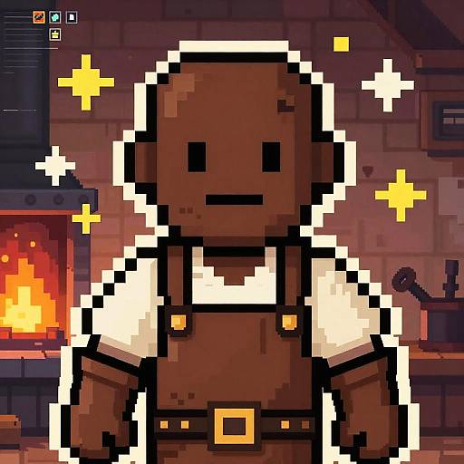 Pixel Art Medieval Blacksmith Bust