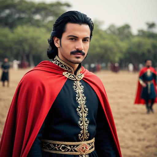 Man in Red Cape and Embroidered Prince Outfit