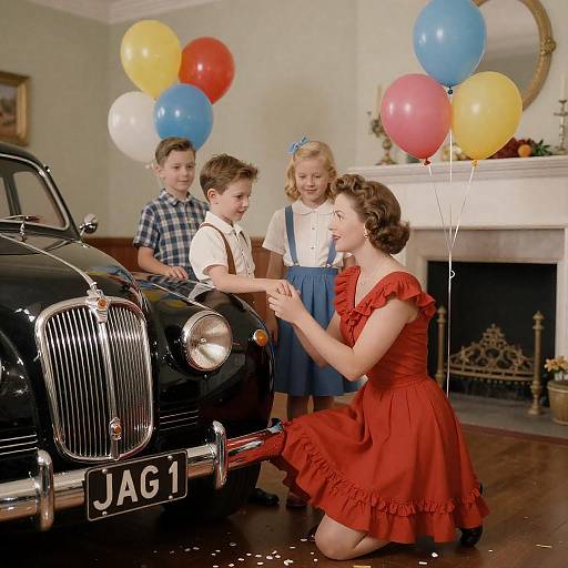 Vintage 1950s Party Celebration Scene