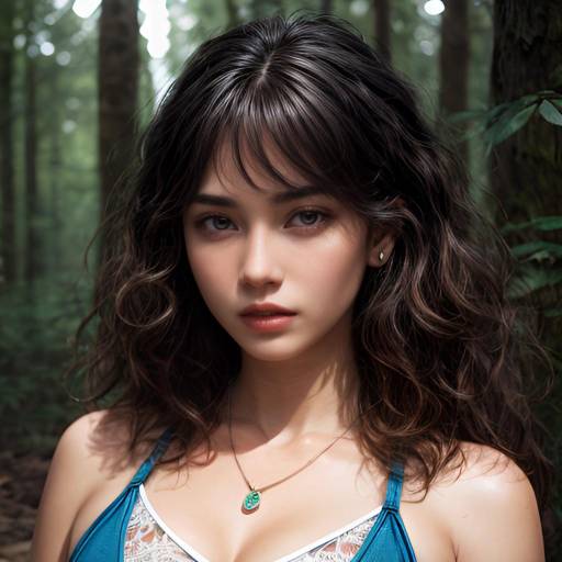 Sophisticated Girl in Forest Glade