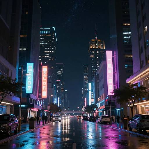 Surreal Neon Night Cityscape