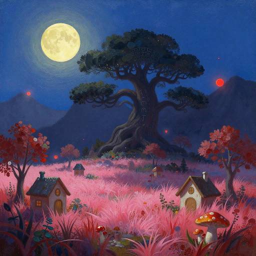 Surreal Enchanted Forest at Night