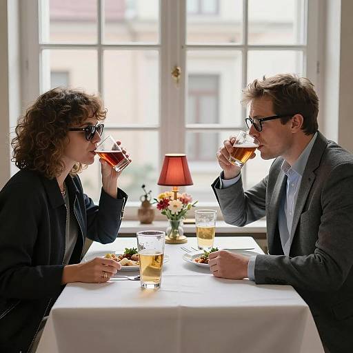 Intimate Dining Moment with Two People