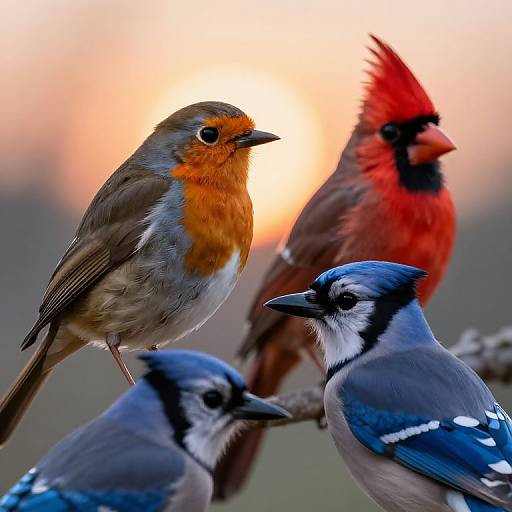 Vibrant Birds at Sunrise