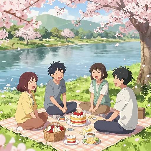 Anime Riverbank Birthday Picnic