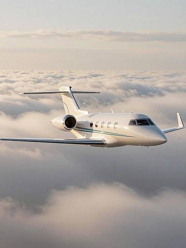Business Jet Cruising Above Clouds