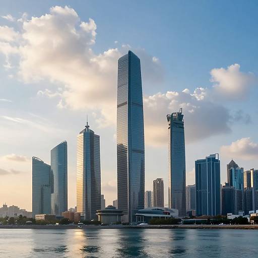 Surreal Skyscrapers Over Tranquil Sea