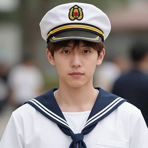 Realistic Asian Sailor Man Portrait