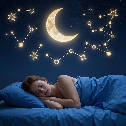 Serene Woman Under Celestial Night Sky