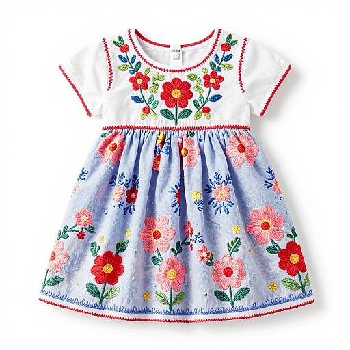 Hand Embroidered Floral Toddler Tee